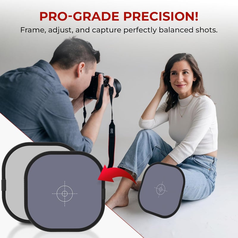 Reflex Camera 24x24 (60x60cm) Foldable Double Sided White Balance 18% Grey Card - Portable Gray Reference Reflector for Photo & Camera Colour Correction - Achieve Accurate White Balance in Every Shot - Image 4